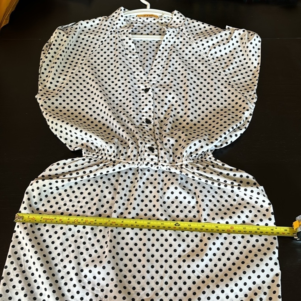 ALICE+OLIVIA 💯silk polka dot elastic waist roll-tie shoulder sleeveless dress S - Picture 8 of 10